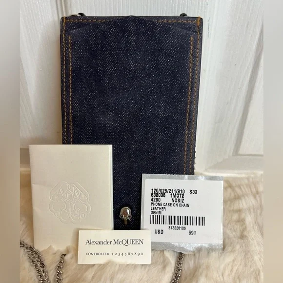 ALEXANDER MCQUEEN DENIM PHONE CASE ON CHAIN - Picture 6 of 12